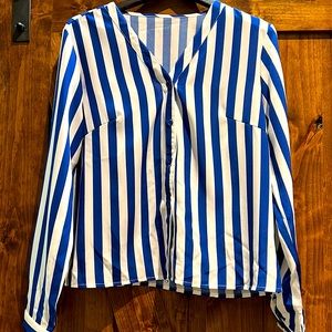 Striped Print Button Blouse